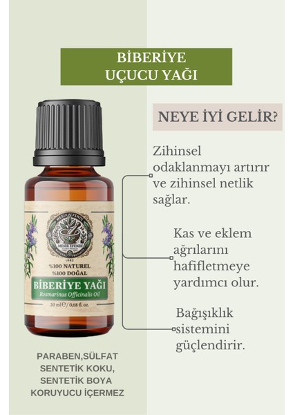 Biberiye Uçucu Yağı (Rosemary Essential Oil) Saf ve Doğal 20 ml fiyatları