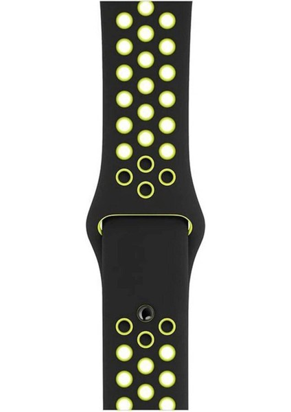 Apple Watch Uyumlu Series 6 42 mm Fileli Kordon Siyah-Sarı