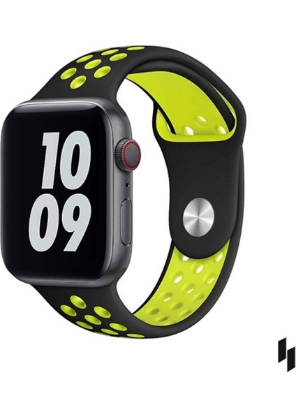 Apple Watch Uyumlu Series 6 42 mm Fileli Kordon Siyah-Sarı modelleri