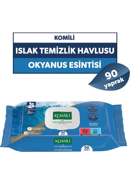 Islak Havlu Mendil 90 Yaprak Okyanus Esintisi (24 Lü Set) Pratik Kapaklı (2160 Yaprak)