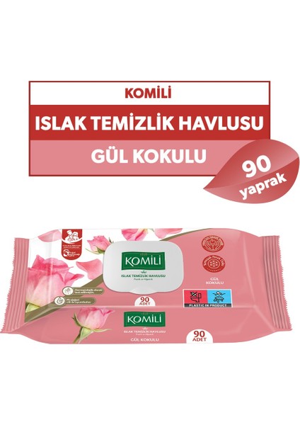 Islak Havlu Mendil 90 Yaprak Gül Kokulu (6 Lı Set) Pratik Kapaklı (540 Yaprak) modelleri