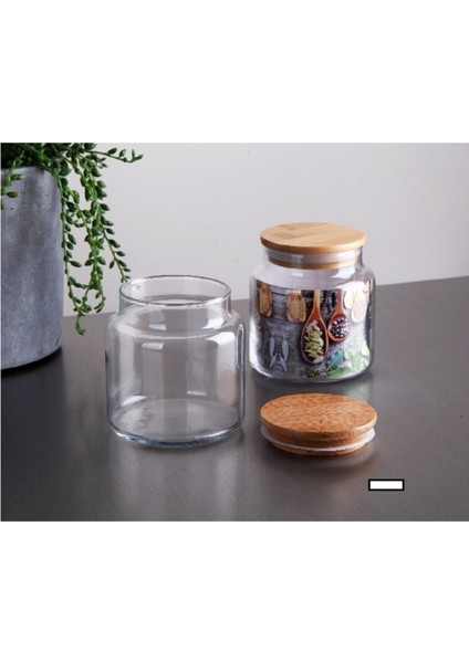 Bambu Kapaklı Cam Kavanoz 2 Adet-0,5 Lt