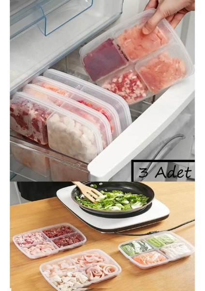 3'lü 400 ml Turuncu 4 Bölmeli BPA'sız Sızdırmaz Plastik Saklama Kabı Seti – Mutfak Düzeni ve Gıda Saklama İçin fiyatları