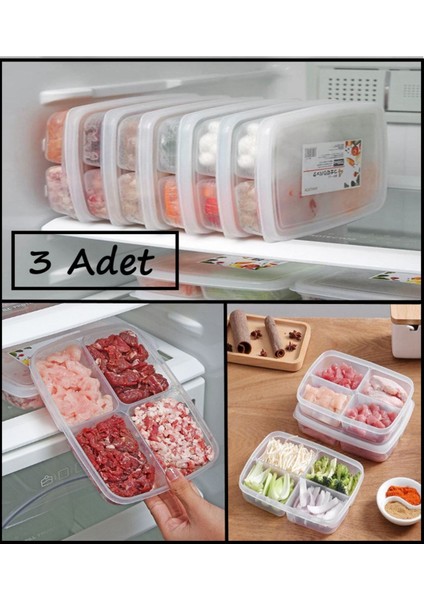 3'lü 400 ml Turuncu 4 Bölmeli BPA'sız Sızdırmaz Plastik Saklama Kabı Seti – Mutfak Düzeni ve Gıda Saklama İçin modelleri