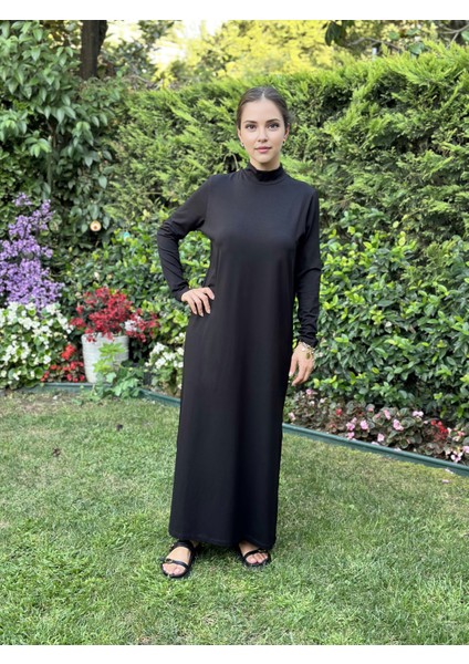 Dik Yaka Siyah Pamuklu Viskon Tesettür Içlik Astar Elbise fırsatları