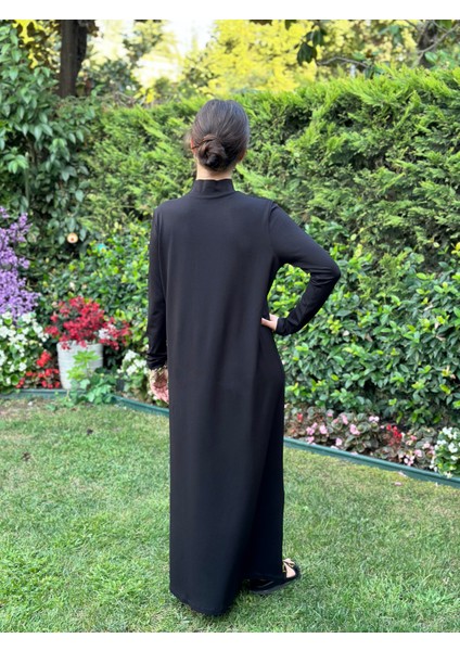 Dik Yaka Siyah Pamuklu Viskon Tesettür Içlik Astar Elbise indirimleri