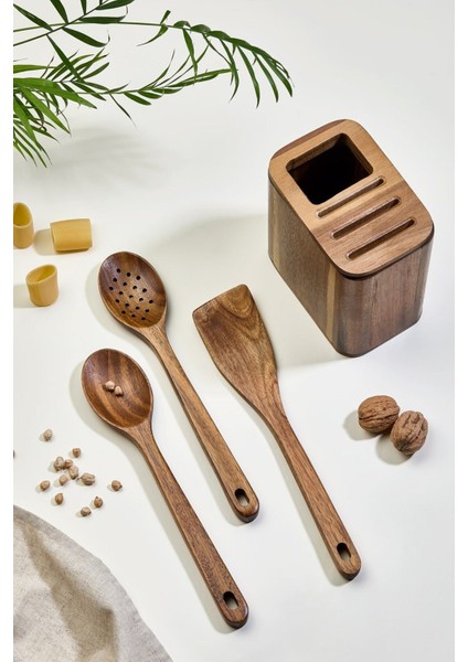 Akasya Ahşap Tezgah Üstü Kaşıklık - Bıçaklık Düzenleyici ve Kaşık Seti fiyatları