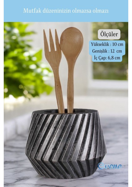 Tezgah Üstü Kaşıklık Dekoratif Dik Kaşıklık Silindir Kaşıklık Altın Renk Model 21