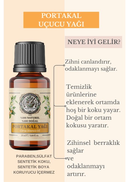 Portakal Uçucu Yağı (Orange Essential Oil) Saf ve Doğal 20 ml