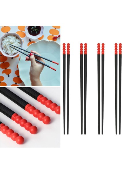 Fössta IKEA 4 Çift Kırmızı Siyah Yıkanabilir Chopstıck Japon Çin Yemek Çubuğu Uzunluk: 24 cm