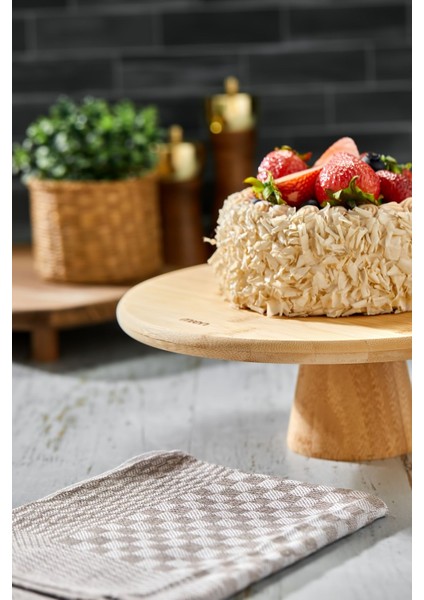 Doğal Bambu Yuvarlak Pasta & Kek Standı Ayaklı Sunumluk modelleri