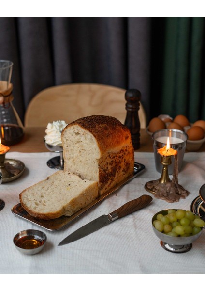 Metal Sunum Tabağı 33x13x1 cm Dikdörtgen Mat Gri Yüzeyli Dayanıklı 1 Adet