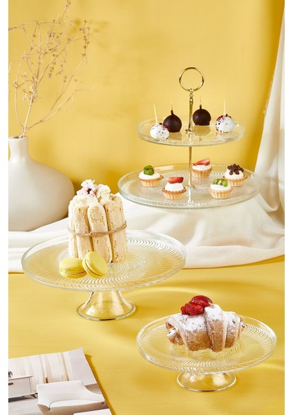 Diana 5 Parça Pasta/kek/tatlı Sunum Takımı ve Servis Standı Seti