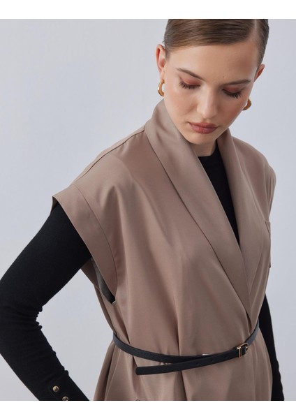 Gabardin Yelek Koyu Vizon