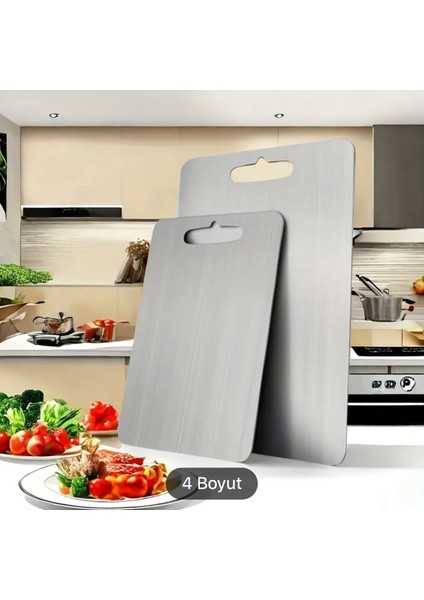 2 Adet Paslanmaz Çelik Kesme Tahtası 20X30 - 24X34 Mutfak Et, Sebze ve Meyve