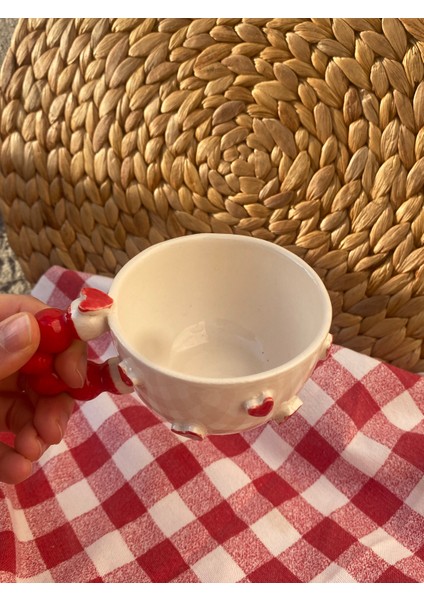 Romantik Kalpli 3D Kırmızı Kalpli El Yapımı Fincan fiyatları
