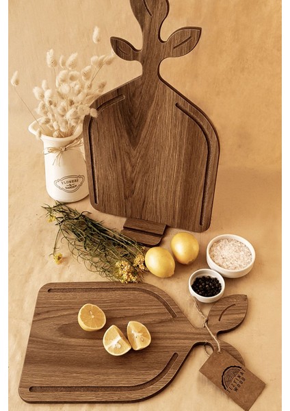 -Fidan Sunum Kesme Tahtası ve Stand 3 Parça Ahşap Görünümlü 8 mm Mdf fiyatları