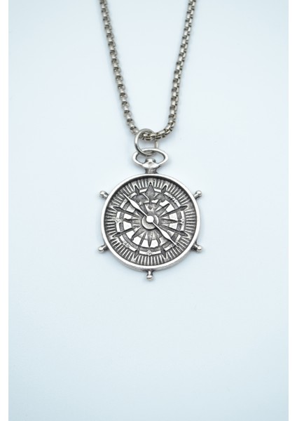 Pusula Örme Zincir Kolye - Gümüş Kaplama - Erkek Kadın Kolye - NO:1412