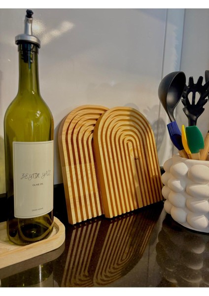 Yarım Gökkuşağı Dekoratif Tepsi Doğal Ahşap Sunum Tepsisi Sunumluk