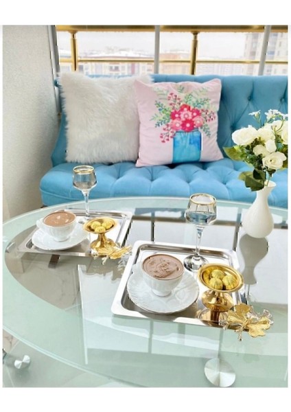 Sunum Tepsisi, Kahve Sunum Tepsisi, 6 Adet Paslanmaz Çelik Kahve Sunum Tepsisi, modelleri