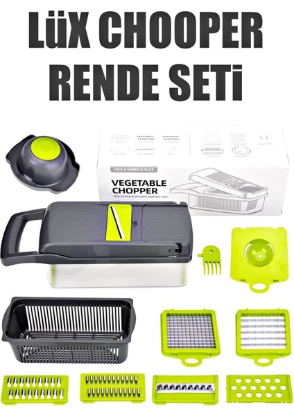 13 Parça Yeşil Sebze Doğrayıcı ve Rende Seti BPA'sız Plastik ve Paslanmaz Çelik Bıçaklı