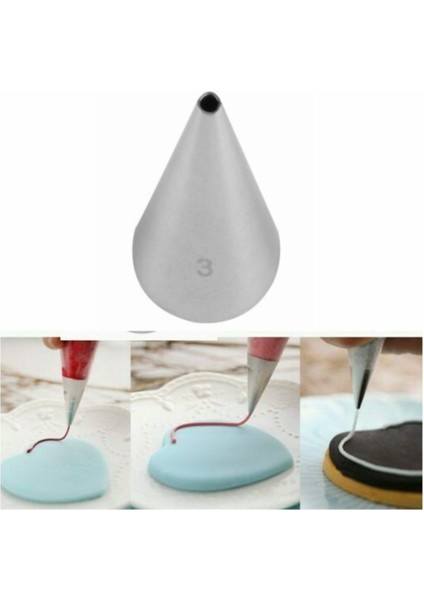 Pasta Üzeri Yazı ve Dekorasyon Amaçlı Krema Torbası Ucu (Duy), 1 Adet + 4 Adet Sıkma Torbası