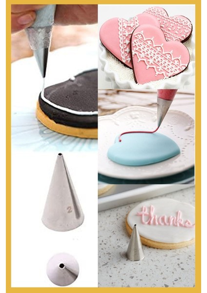 Pasta Üzeri Yazı ve Dekorasyon Amaçlı Krema Torbası Ucu (Duy), 1 Adet + 4 Adet Sıkma Torbası fiyatları