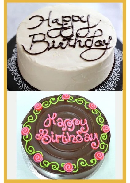 Pasta Üzeri Yazı ve Dekorasyon Amaçlı Krema Torbası Ucu (Duy), 1 Adet + 4 Adet Sıkma Torbası modelleri