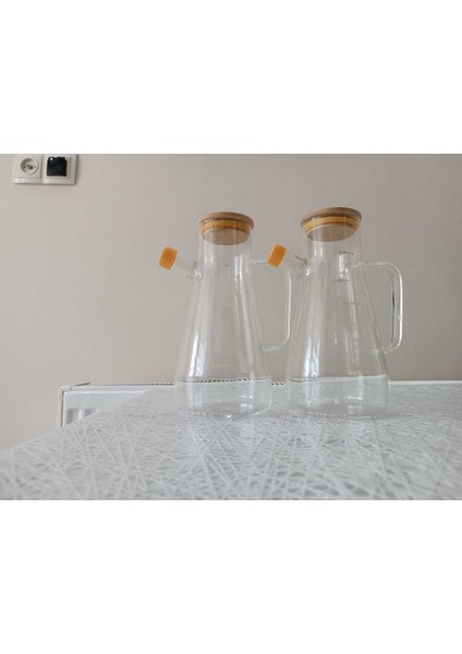 Borosilikat 2 Li Bambu Yağdanlık 900 ml