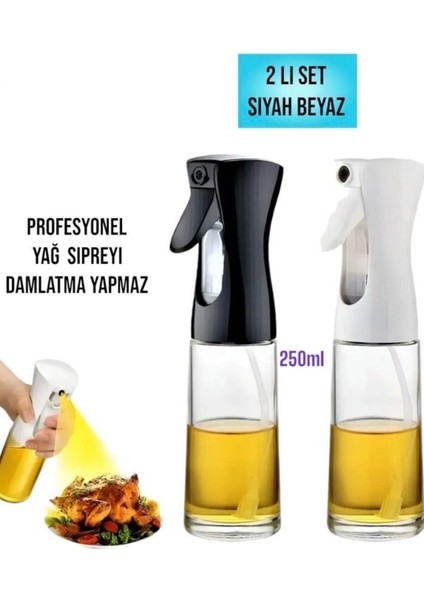 2 ‘li Cam Sprey Şişe Yağdanlık Airfryer Püskürtmeli Yağlık Fısfıs Yağdanlık