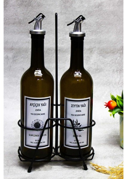 2 Adet Akıtmaz Amber 750 ml Etiketli Yağlık Yağdanlık ve Siyah Stant fiyatları