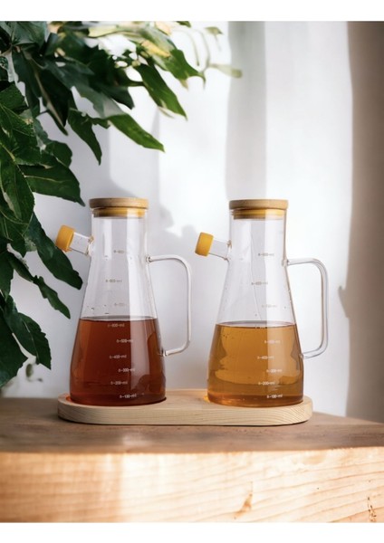 Bambu Standlı Bambu Kapaklı Vakumlu Borosilikat 3'lü Set Cam Yağlık Sirkelik Bambu Altlık Yağdanlık fiyatları