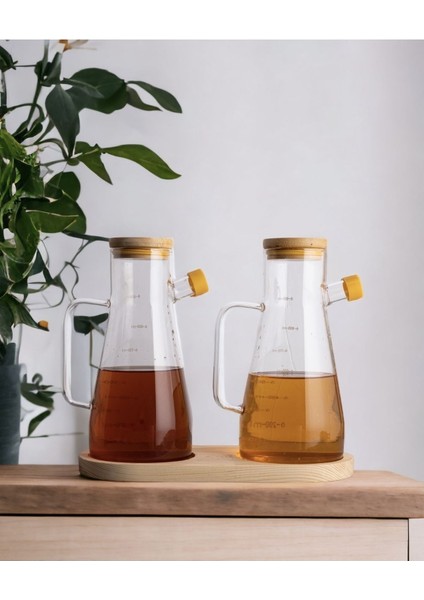 Bambu Standlı Bambu Kapaklı Vakumlu Borosilikat 3'lü Set Cam Yağlık Sirkelik Bambu Altlık Yağdanlık modelleri