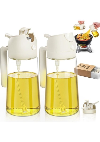 2 Adet 550ML Yeni Nesil Çift Fonksiyonlu Cam Yağdanlık