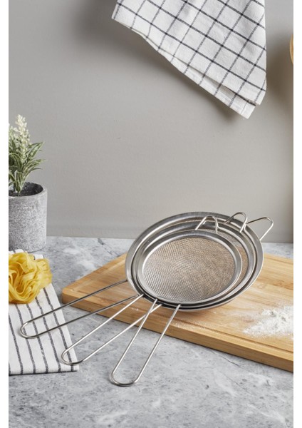 Liam 3'lü Paslanmaz Süzgeç 12-14-16 cm