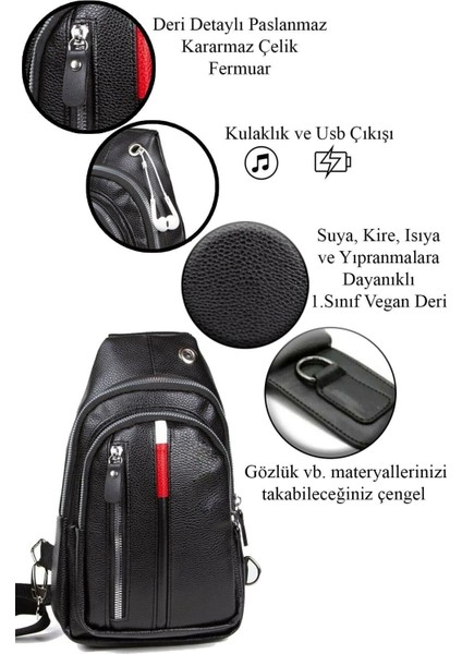Kulaklık Çıkışlı Çapraz Askılı Çift Yönlü Göğüs Çantası fırsatları