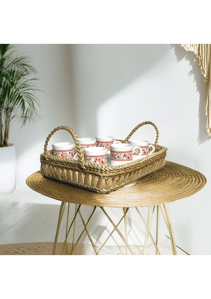 Özel Üretim Doğal Çok Amaçlı Dekoratif Hasır Kulplu Tepsi fiyatları