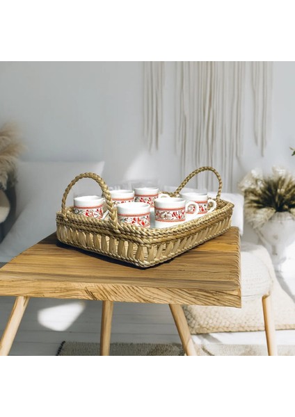 Özel Üretim Doğal Çok Amaçlı Dekoratif Hasır Kulplu Tepsi modelleri
