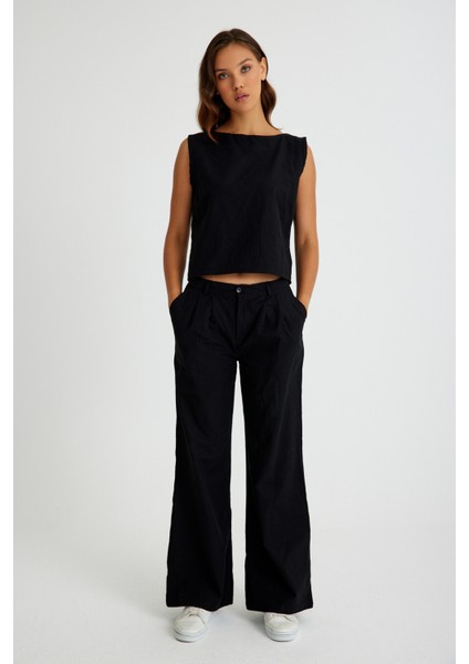 Keten Günlük Rahat Kolsuz Alt Üst Kadın Takım fiyatları