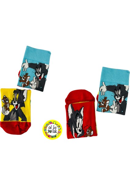 Tom & Jerry Çizgi Film Karakter Desenli Çorap