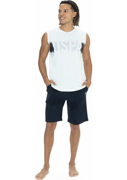 18885 Erkek Mavı Kolsuz Bisiklet Yaka Şort Takım