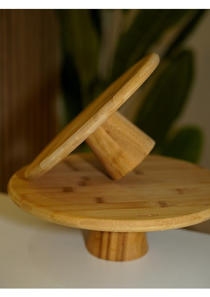 Badehome Decoration Doğal Bambu Ayaklı Yuvarlak Sunum Tabağı 2'li 31 cm&25 cm fırsatları