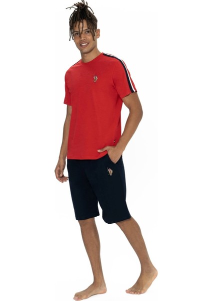 18868 Erkek Kırmızı Yarım Kollu Bisiklet Yaka Şort Takım modelleri
