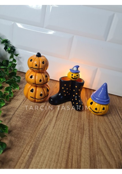3'lü Halloween Set, Balkabağı Hayalet Dekor,el Yapımı(Handmade)