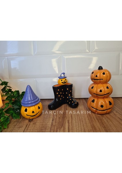 3'lü Halloween Set, Balkabağı Hayalet Dekor,el Yapımı(Handmade) modelleri