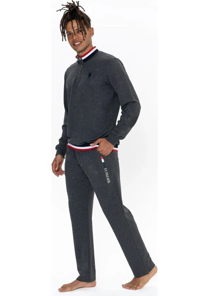 18922 Erkek Antrasıt Melanj Uzun Kollu Dik Yaka Pijama Takımı fiyatları