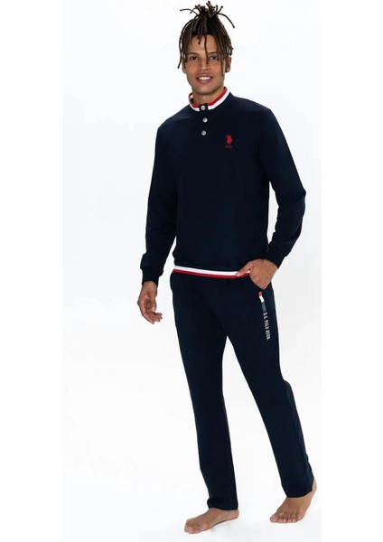 18922 Erkek Lacıvert Uzun Kollu Dik Yaka Pijama Takımı