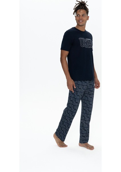 18903 Erkek Lacıvert Yarım Kollu 3'lü Pijama Takımı