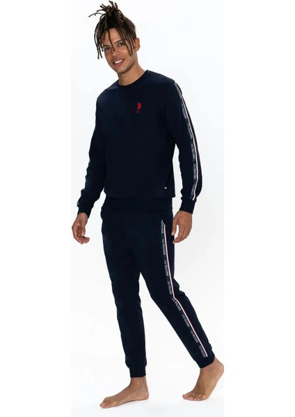 18923 Erkek Lacıvert Uzun Kollu Yuvarlak Yaka Pijama Takımı