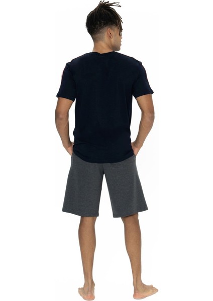 18868 Erkek Lacıvert Yarım Kollu Bisiklet Yaka Şort Takım modelleri